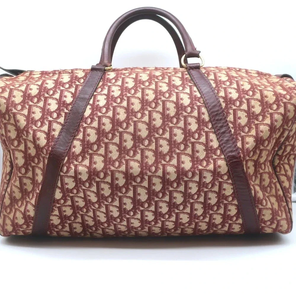 Vintage Christian Dior Trotter Boston Bag Burgundy Diorissimo Canvas - Picture 6 of 11